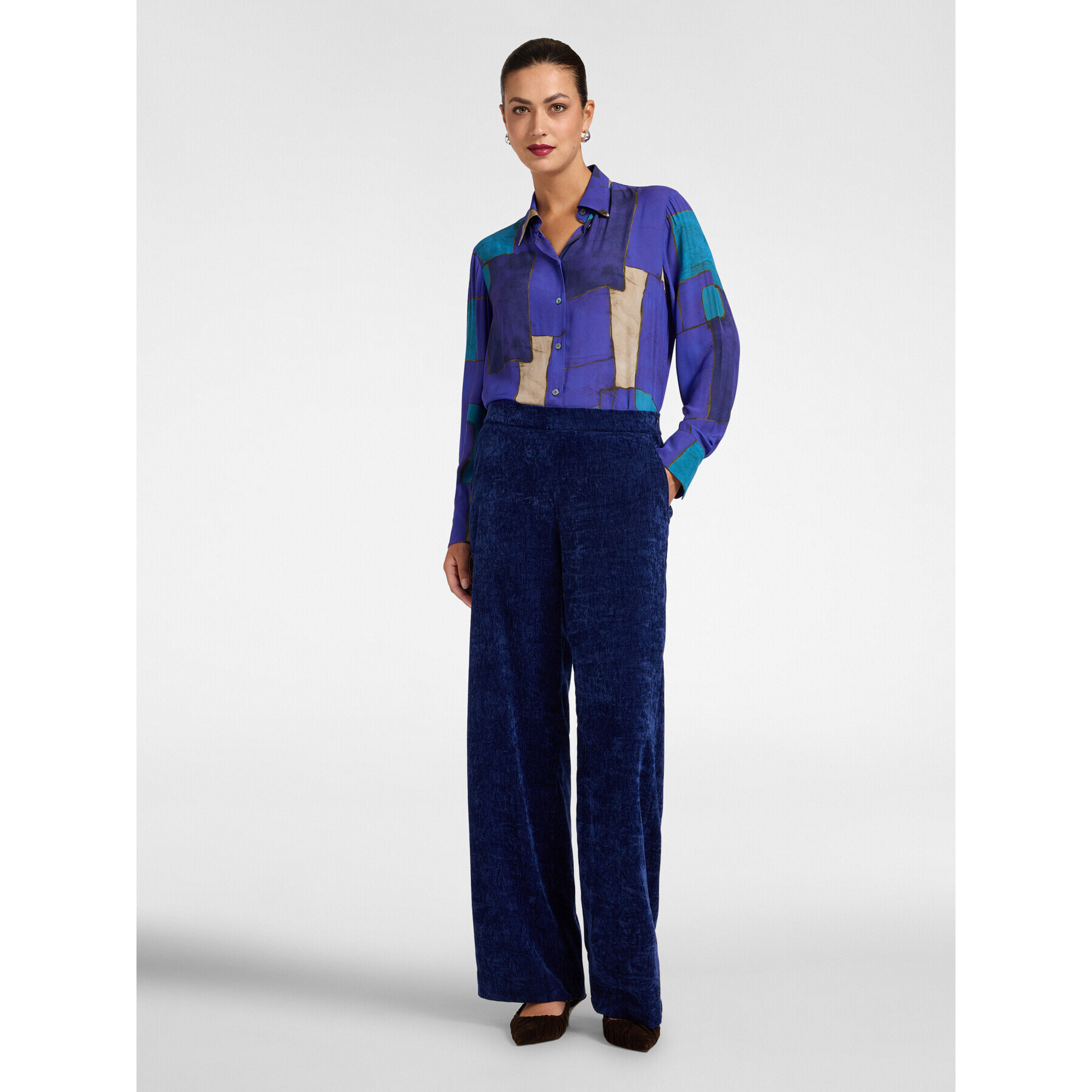 Elena Mirò - Camicia stampata in crêpe de chine - Bluette