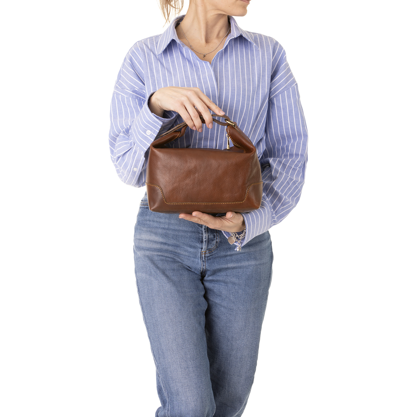 Borsa a mano  unisex In Vera pelle Made in Italy 24x19x18 cm