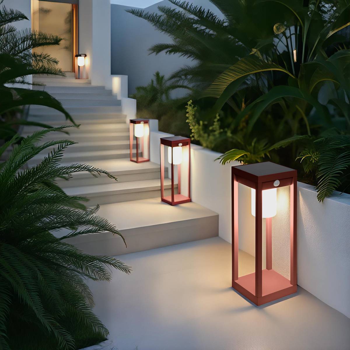 Lanterne Piky solaire acajou H40cm