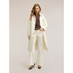 Motivi - Trench cruzado con detalles military - Blanco