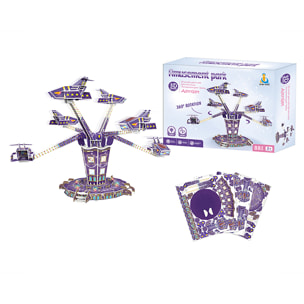 Puzle 3D de cartón de la atracción AstroJet con luces y música. 88 piezas.