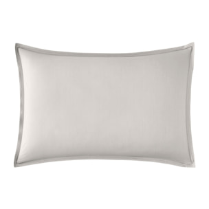 Taie d'oreiller unie en percale de coton, PREMIÈRE, Gris Perle