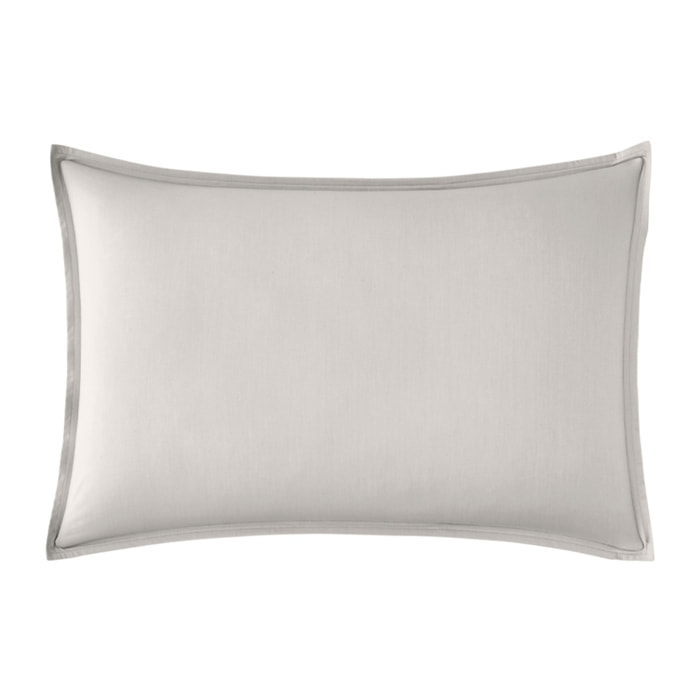 Taie d'oreiller unie en percale de coton, PREMIÈRE, Gris Perle