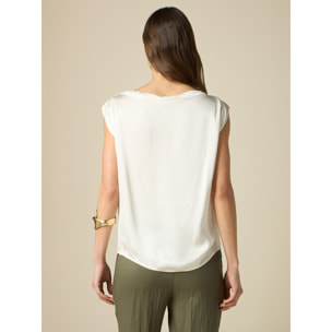 Oltre - Blusa en raso de viscosa - Blanco