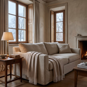 Plaid a spina di pesce in poliestere - Beige