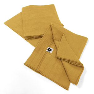 Lot de 3 serviettes de table "Gaïa" 40 x 40 cm "Gaze de Coton" - Gaïa Safran