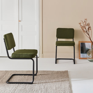 Chaise cantilever acier et bouclette texturée (lot de 2) MAJA