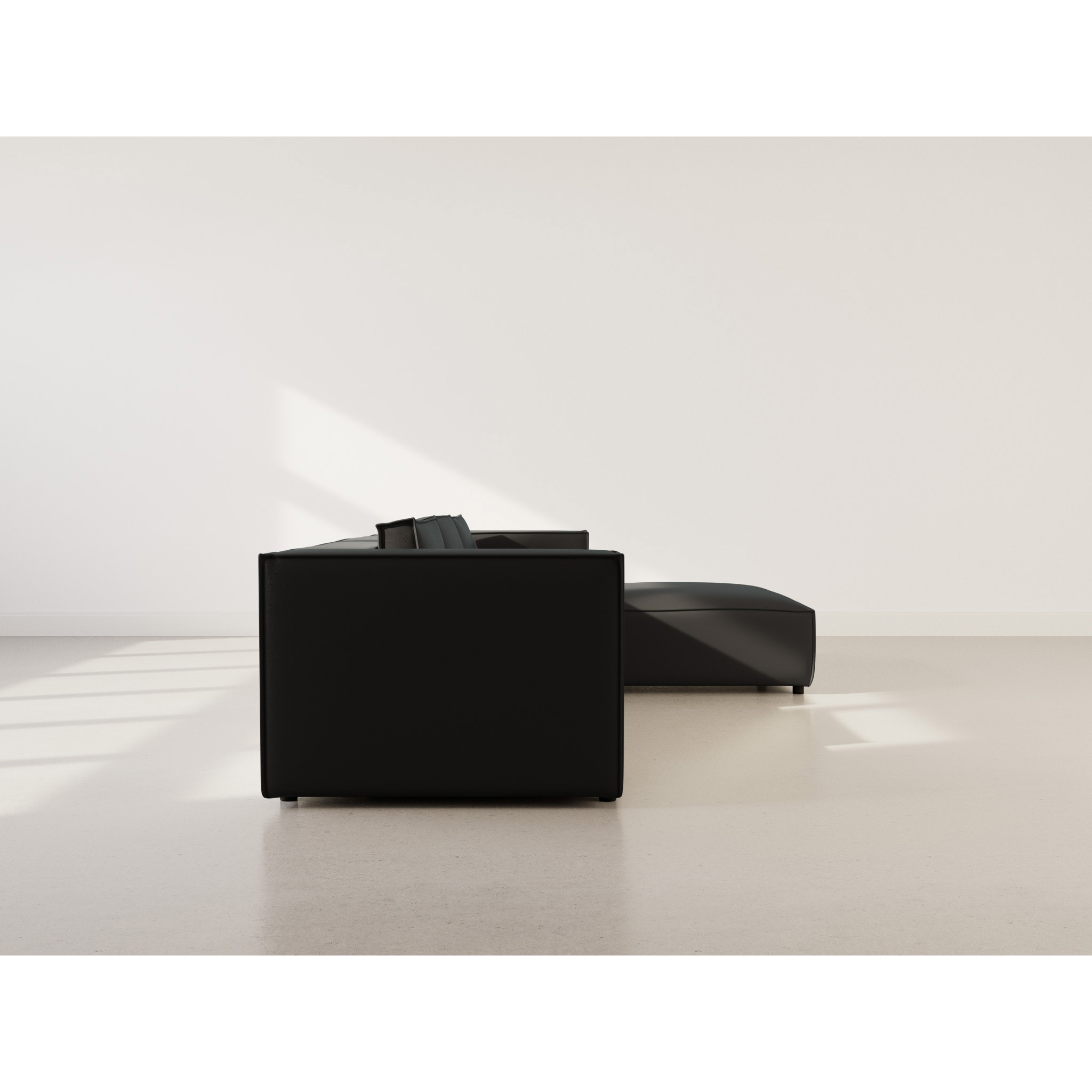 Stella - canapé d'angle droit 4 places en simili - Noir