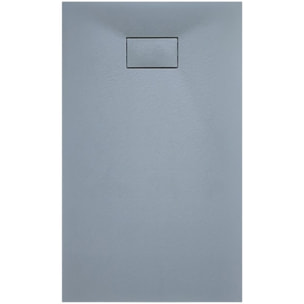 Piatto Doccia Spessore 2.6 Cm Resina SMC Effetto Pietra Stone Ardesia Antiscivolo Riducibile Filopavimento Con Griglia Di Copertura Grigio 80x140 Cm