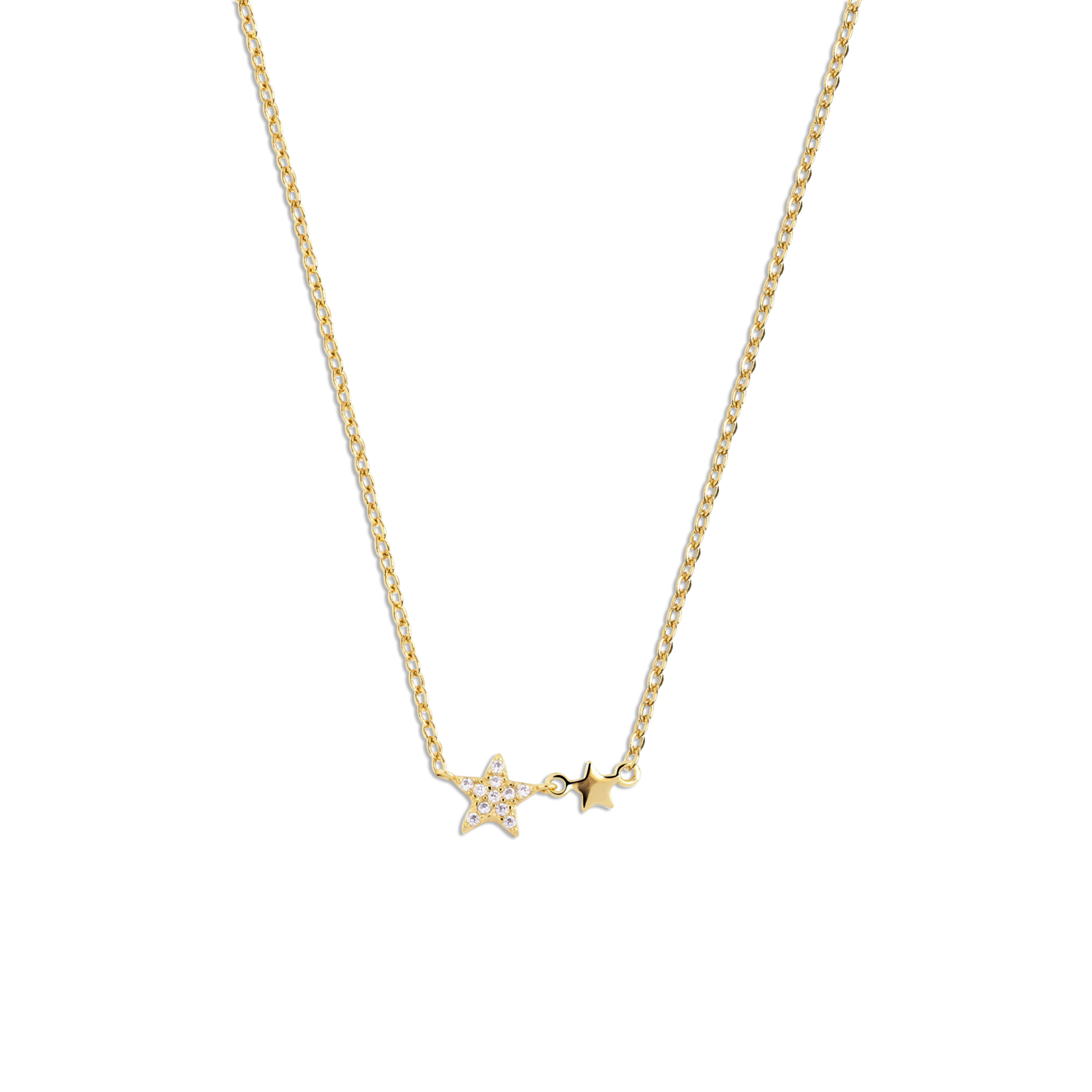 Collar Duo Stars Plata Baño Oro