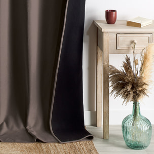 Rideau thermique phonique et semi occultant à galons fronceurs KONFOR - Taupe