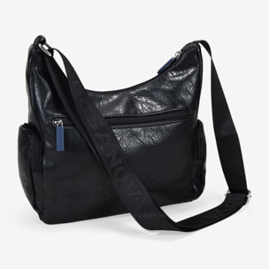 Bolso bandolera negro con cremalleras azules