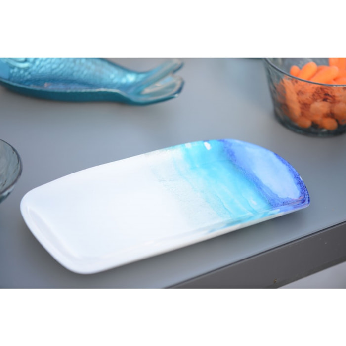 Plat à cake rectangulaire océan 28x14cm
