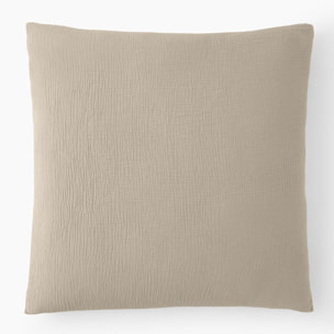 Paire de taies d'oreiller gaze de coton ecru naturel