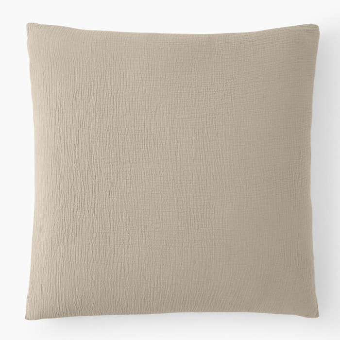 Paire de taies d'oreiller gaze de coton ecru naturel