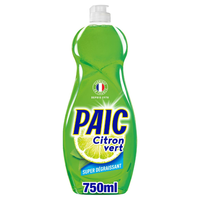 Pack de 12 - Paic Liquides Vaisselles Citron Vert - Origine Naturelle - Super dégraissant - 750ml