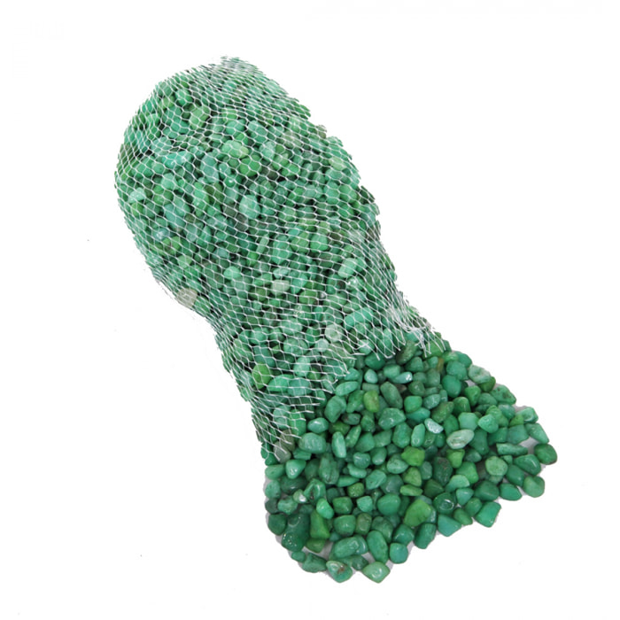 Sassolini Di Quarzo In Rete, 1 Kg. Misure 5/8 Mm - Pezzi 6 - 14X3X10cm - Colore: Verde - Bianchi Dino - Sassi E Sfere In Vetro