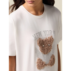 Oltre - T-shirt con stampa e applicazioni - Bianco