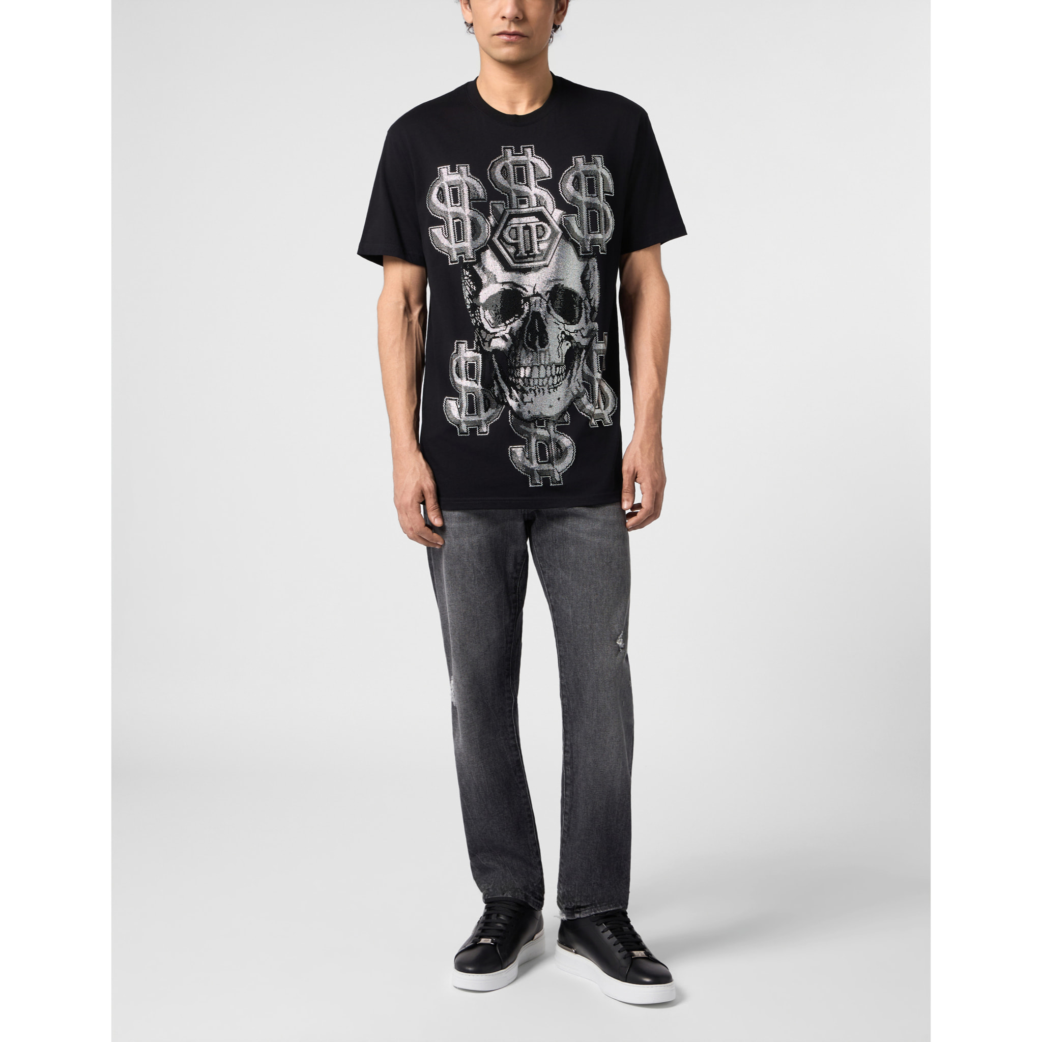 PHILIPP PLEIN Camiseta de cuello redondo y manga corta SKULL