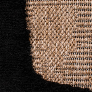 PALMA - Tapis aspect jute à motif abstrait en relief - Noir