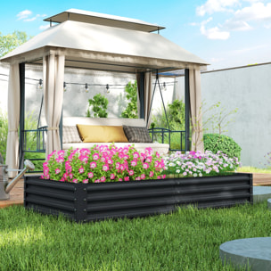 Jardinera Elevada de Acero Galvanizado Huerto Urbano para Cultivar Plantas Flores Hierba Macetero Grande Exterior Rectangular con Fondo Abierto 180x90x30 cm Gris Oscuro