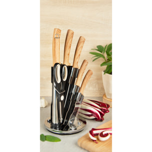 Bloc couteaux 8 pièces Excelsa – Black Wood, Acier Multicolore