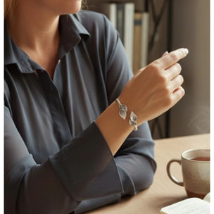 Pulsera calas dobles en latón ajustable plata 7micras