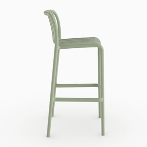 Lot de 2 chaises de bar de jardin 76 cm en plastique vert pastel - Duli