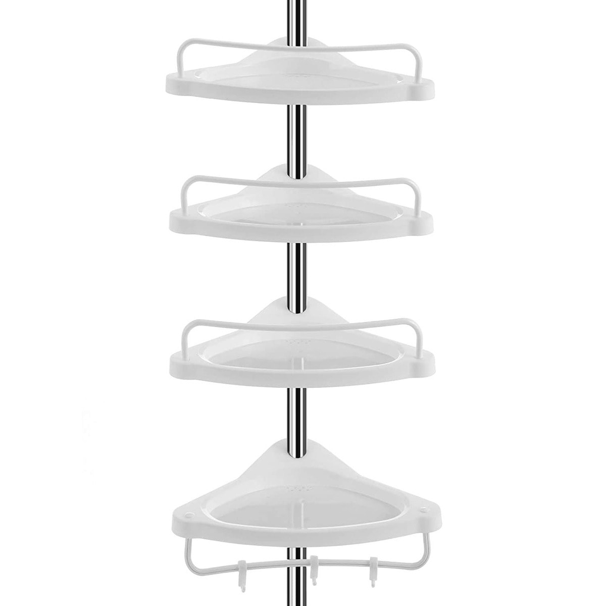 Colonna Portaoggetti Bagno Telescopica con 4 Ripiani - Bianco/Argento