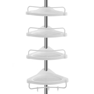Colonna Portaoggetti Bagno Telescopica con 4 Ripiani - Bianco/Argento