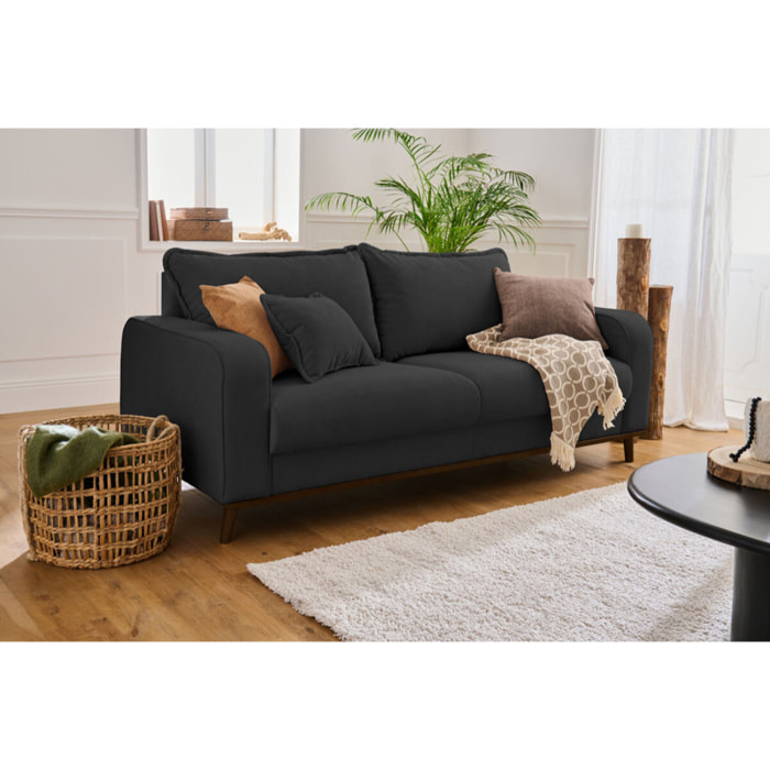 Albane - canapé 3 places - en velours côtelé - Gris foncé