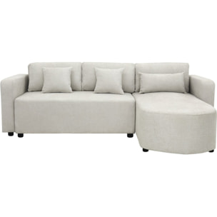 Canapé d'angle convertible/réversible en tissu "Charles" - 3 places - Beige