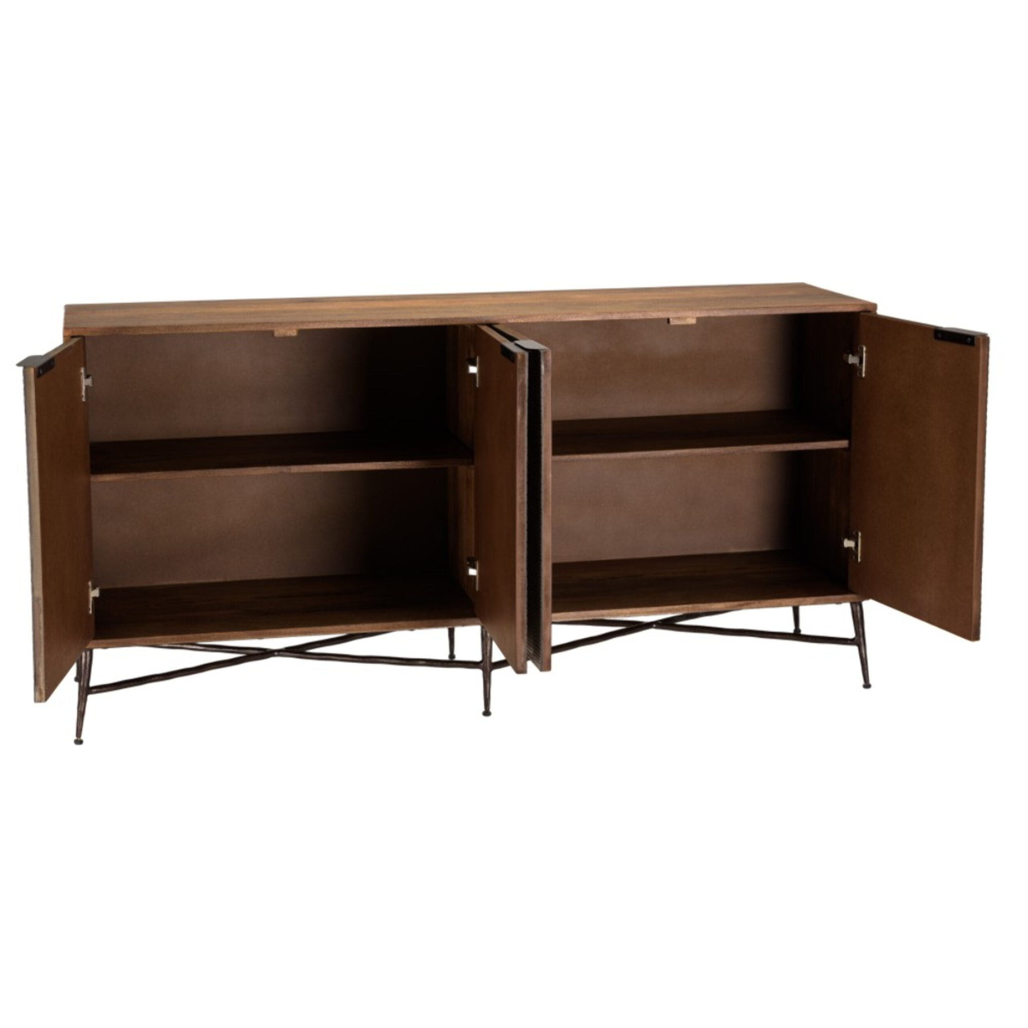 ALIX - Buffet en bois de manguier 4 portes motifs ethniques