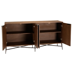 ALIX - Buffet en bois de manguier 4 portes motifs ethniques