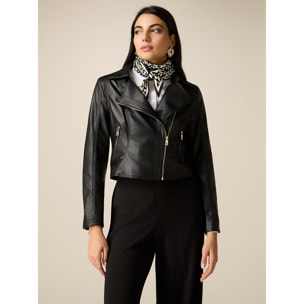 Oltre - Chaqueta de cuero cropped - Negro