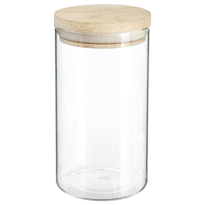 Bocal verre couvercle bois "Hermet" 1L