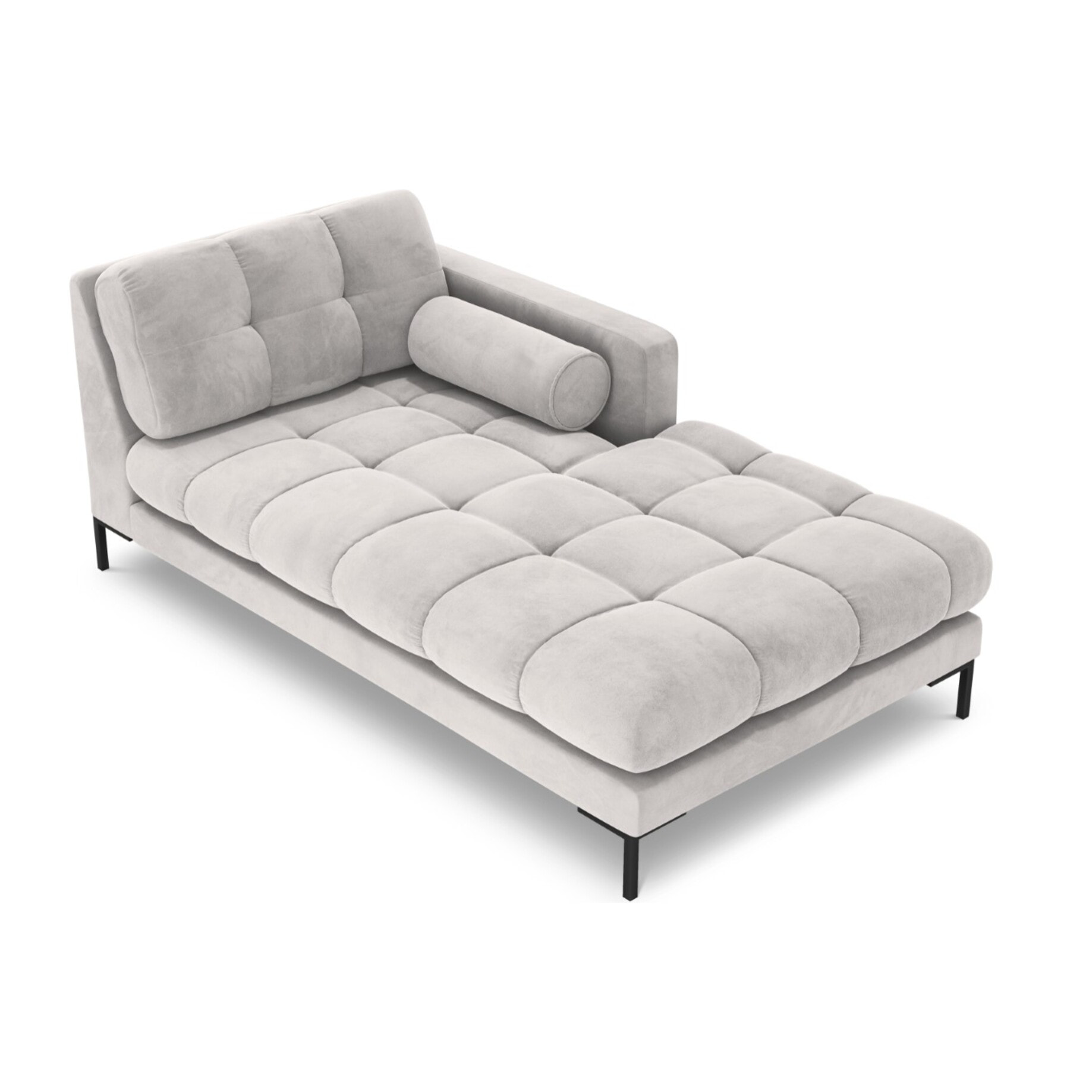 Méridienne droite "Bali" en velours argent