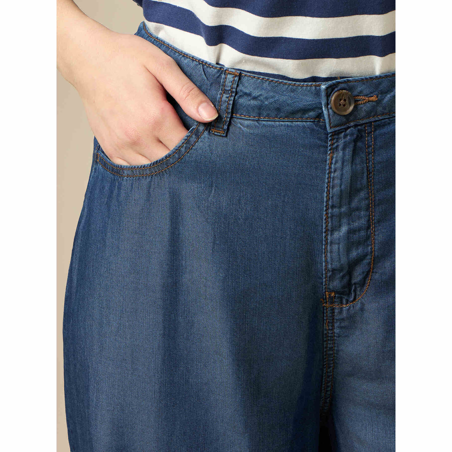 Oltre - Pantaloni wide leg in tencel - Blu