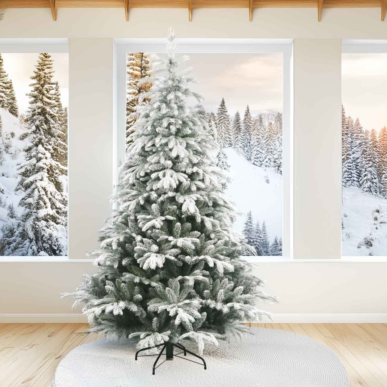 Terminillo - Albero di Natale innevato effetto realistico in PE e PVC ø157x240H, 1598 rami