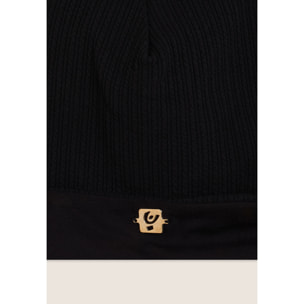 Berretto beanie Junior in maglia con placchetta dorata