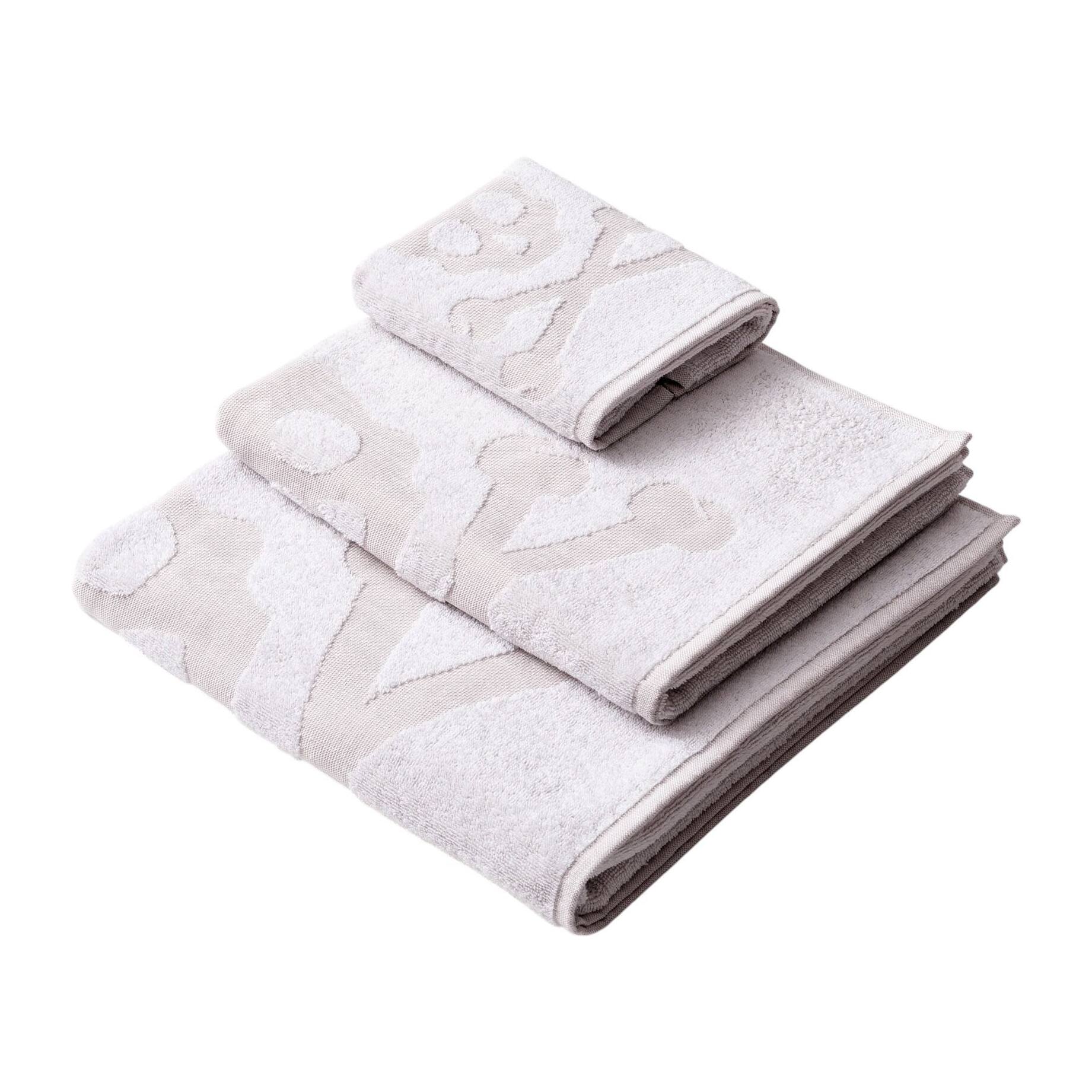 Juego de 4 sets de 3 toallas calavera (4x tocador 30x50cm + 4x manos 50x90cm + 4x baño 70x140cm) 450gsm en algodón, blanco-azul-gris scalpers home