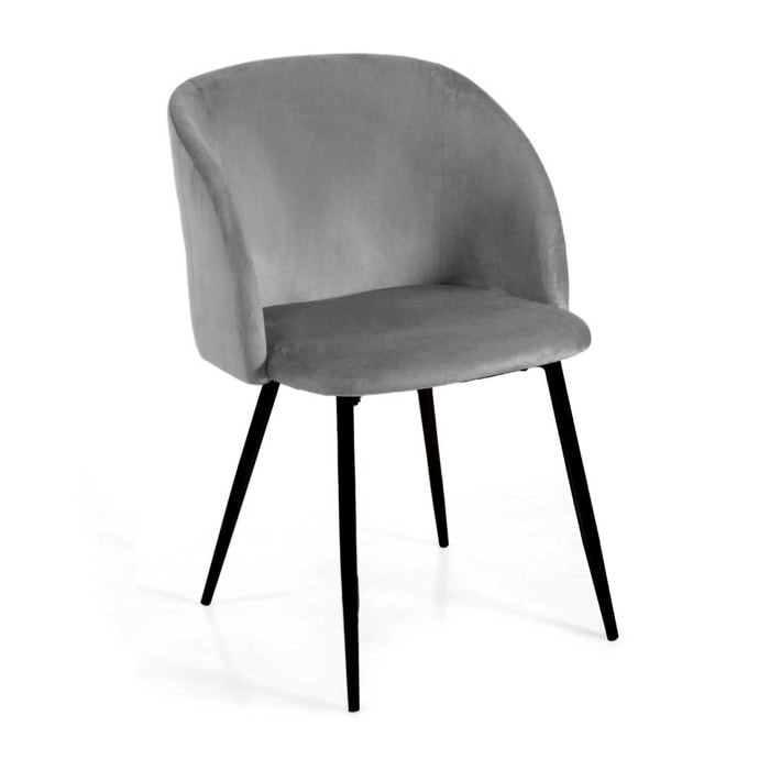Poltrona Ruby Vacchetti in velluto grigio con struttura nera cm56,5x54h81