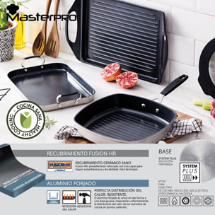 Sarten asador 28x28cm aluminio forjado inducción smart