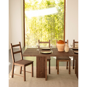 Table à manger en bois massif ton noyer en différentes tailles