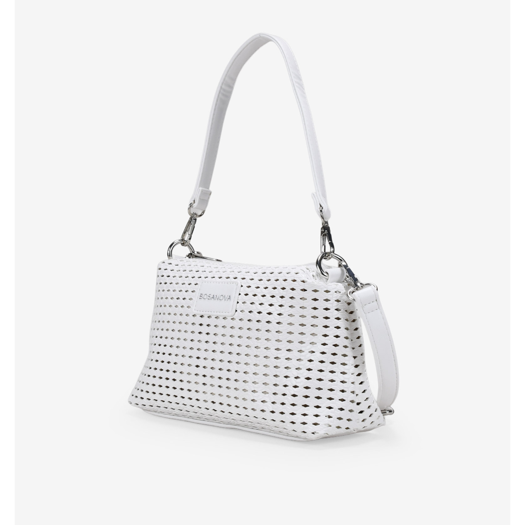 Bolso de hombro blanco pequeño con trenzado