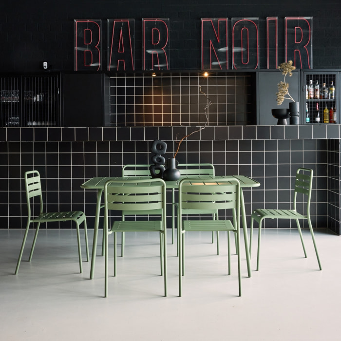 Table de jardin pliante métal + 6 assises AMÉLIA