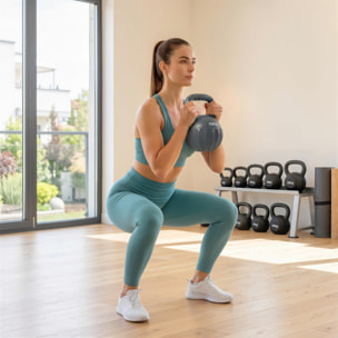 Kettlebell 10 Kg - prise ergonomique - entraînement musculaire & haltérophilie - PP gris