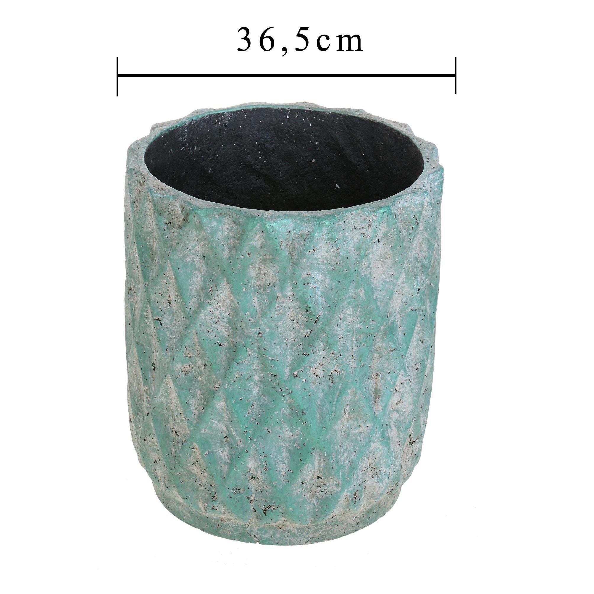 Vaso Cachepot In Ceramica Con Trama A Rombi. Larghezza 36 Cm - Pezzi 1 - 36,5X42,5X36,5cm - Colore: Verde - Bianchi Dino - Decori Casa E Complementi