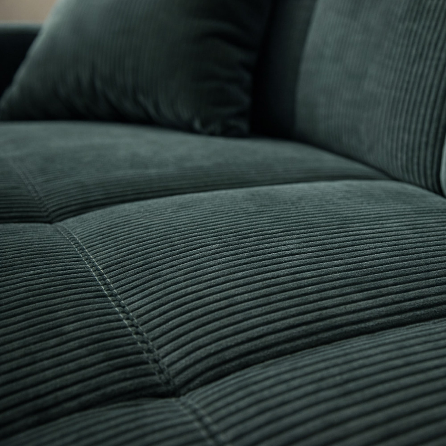 BAKAR Canapé convertible avec coffre en velours côtelé vert 3 places