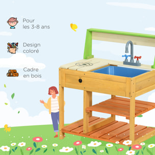 Jeu d'imitation cuisine extérieure enfant 3 étagères évier bois sapin pré-huilé